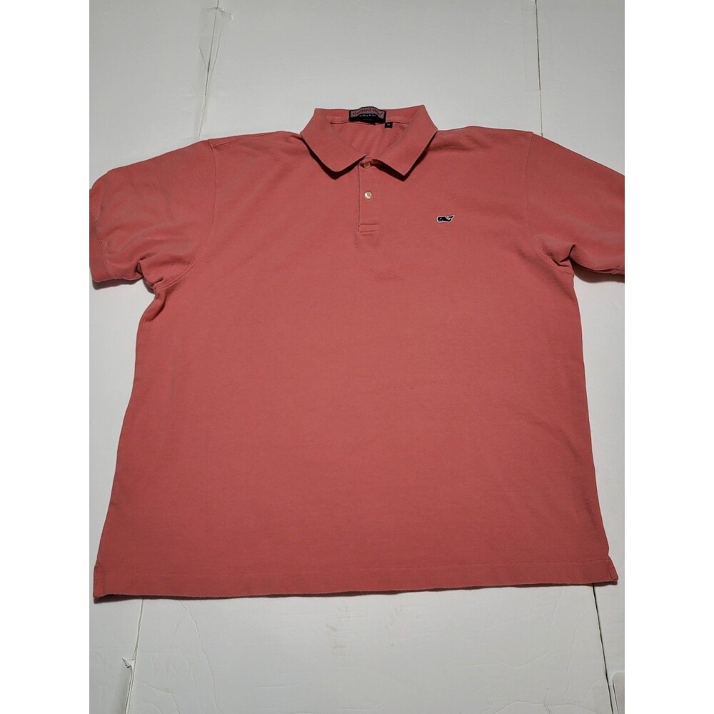 (#18) Vineyard Vines Polo Shirt Mens Size XLarge Pink Whale Casual Short Sleeve